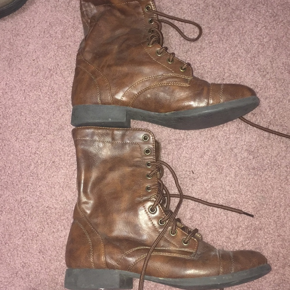 Brown combat boots